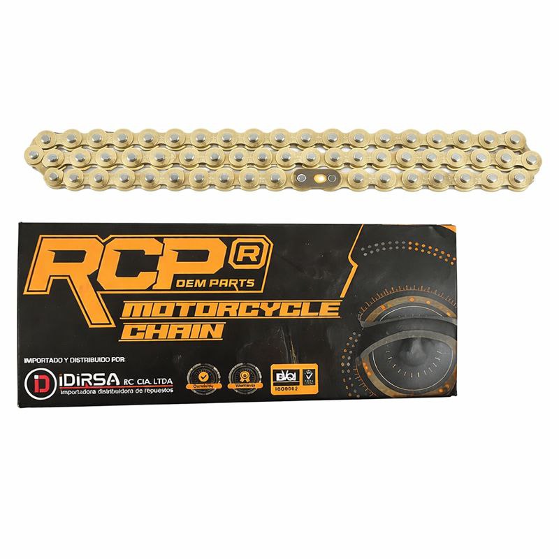 Cadena 428H 124L Dorada Suzuki Ax100 Gn125 Ts125 Gixxer150 Yamaha Rx100 Rx115 Rx125 Rx135 Dtk125 Dtk175 Dte Calimatic Trail Xtz125 Yb125 Ybr125