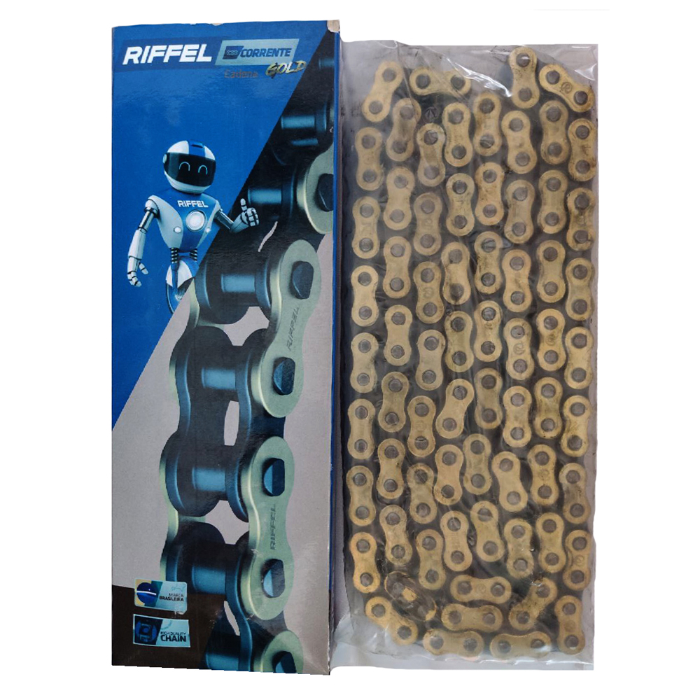 Cadena 428H 132L Dorada Riffel Suzuki Ax100 Gn125 Ts125 Gixxer150 Yamaha Rx100 Rx115 Rx125 Rx135 Dtk125 Dtk175 Dte Calimatic Trail Xtz125 Yb125 Ybr125
