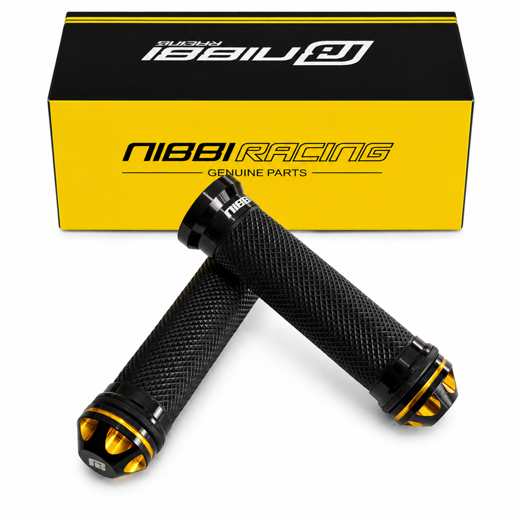 Manillar Grips Puños Aluminio Amarillo Yamaha Dtk125 Dtk175 Dte Calimatic Trail Xtz125 Ybr125 Yb125 Rx100 Rx115 Suzuki Ax100 Ax4 Gixxer Ts125 Ts185 Dr200 Honda Xl200 Xr250 Tornado Xr190 Factory