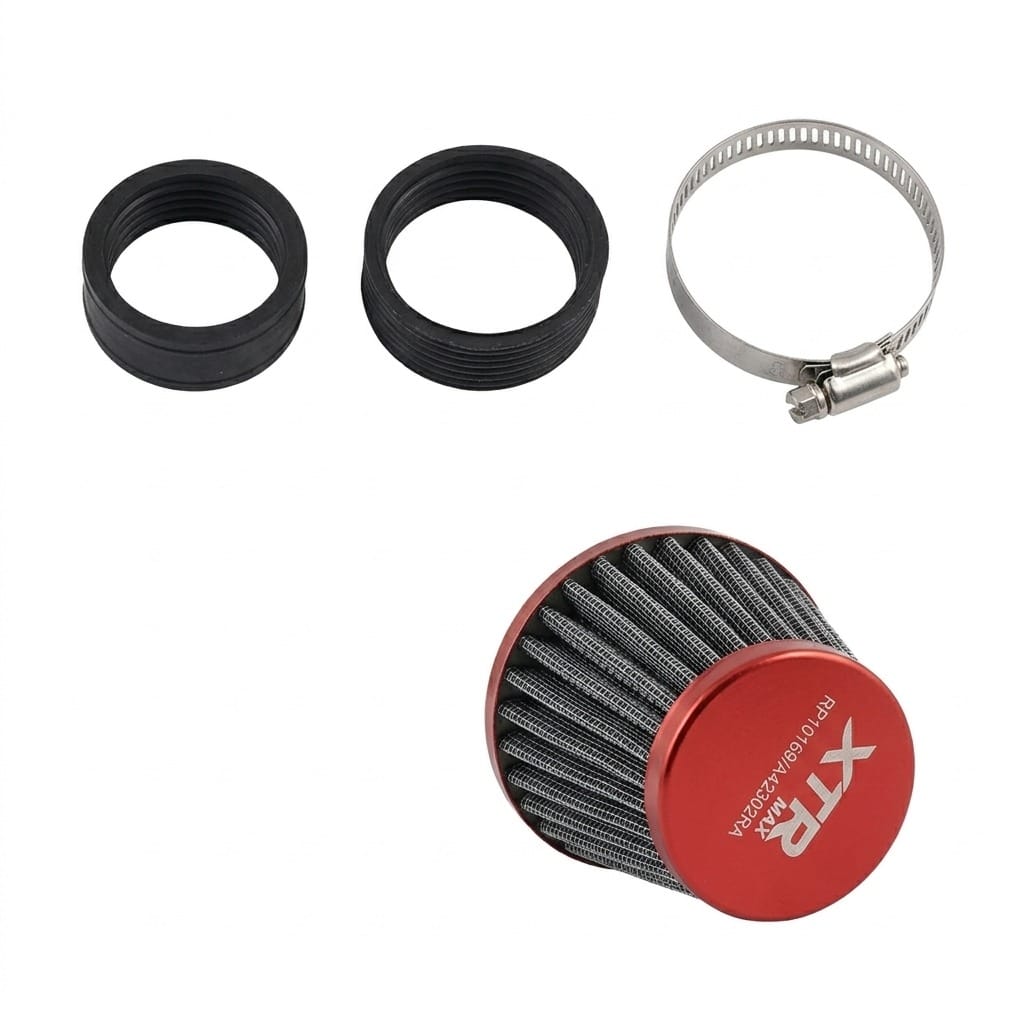 Filtro Aire Universal 35MM 42Mm 49MM Rojo Xtr Yamaha Dtk125 Dtk175 Trail Dte Calimatic Rx100 Rx115 Rx125 Rx135 Suzuki Ax100 Ts125 Ts185 Dr200 Honda Xl200 Tornado Xr250 Xl185