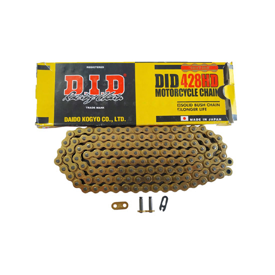 Cadena 428H 132L Dorada Did Jp Suzuki Ax100 Gn125 Ts125 Gixxer150 Yamaha Rx100 Rx115 Rx125 Rx135 Dtk125 Dtk175 Dte Calimatic Trail Xtz125 Yb125 Ybr125