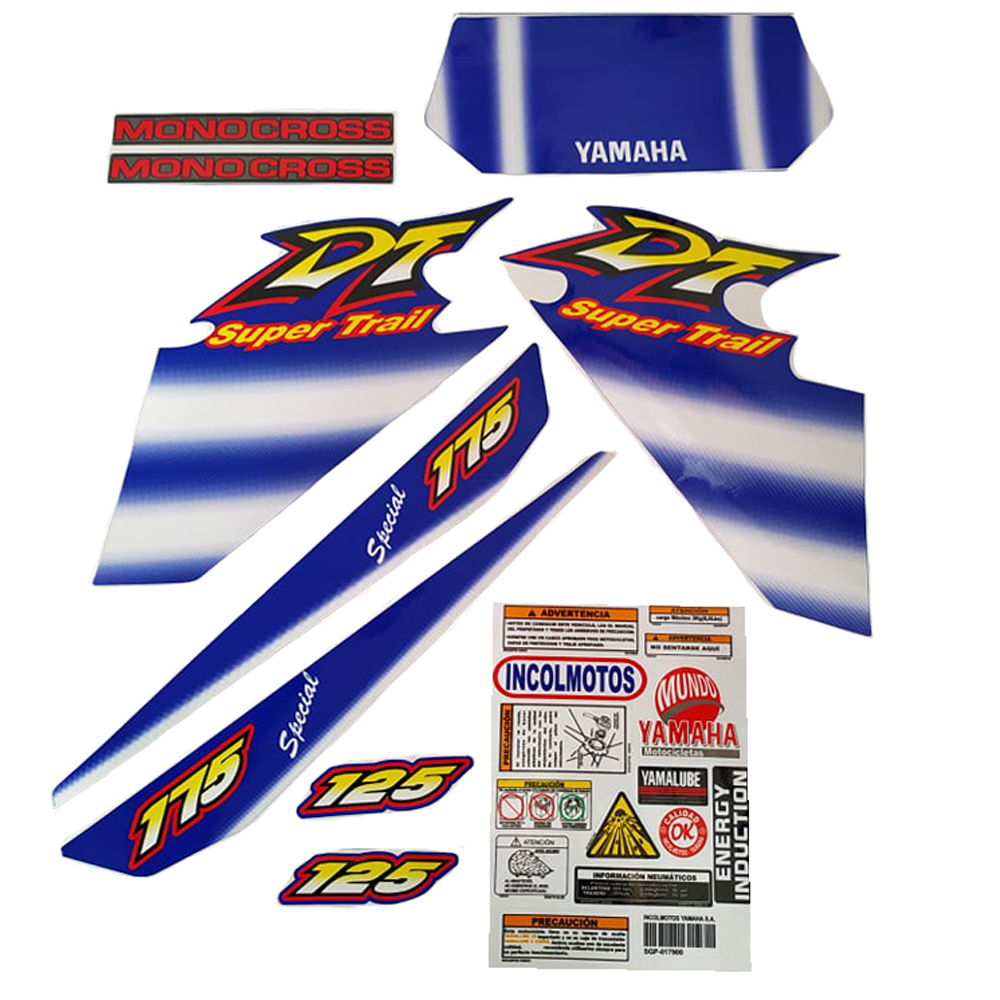 Calcomania Completa + Advertencias Yamaha Dtk125 Dtk175 Modelo 2001 2002 Col Azul
