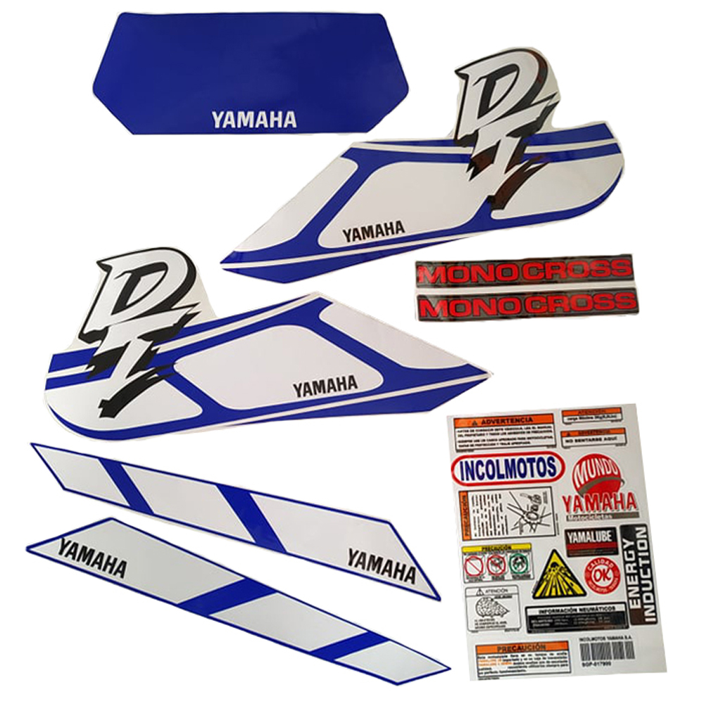 Calcomania Completa + Advertencias Yamaha Dtk125 Dtk175 Modelo Acerbis Col Azul