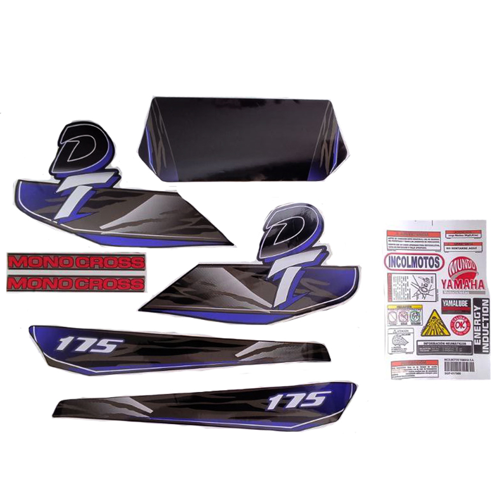 Calcomania Completa + Advertencias Yamaha Dtk125 Dtk175 Modelo Caricatura Col Azul