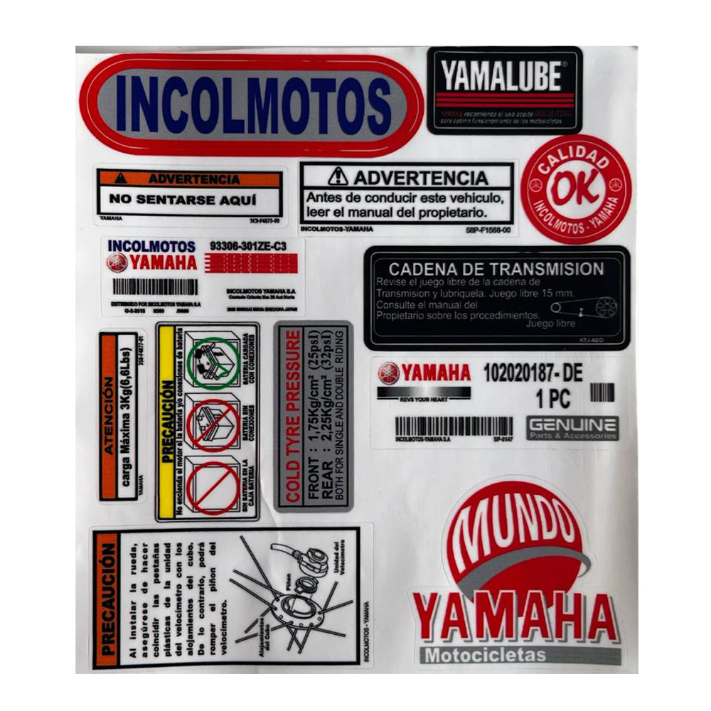 Calcomania Advertencia Yamaha Rx100 Rx115 Rx125 Rx135 Modelo Nuevo