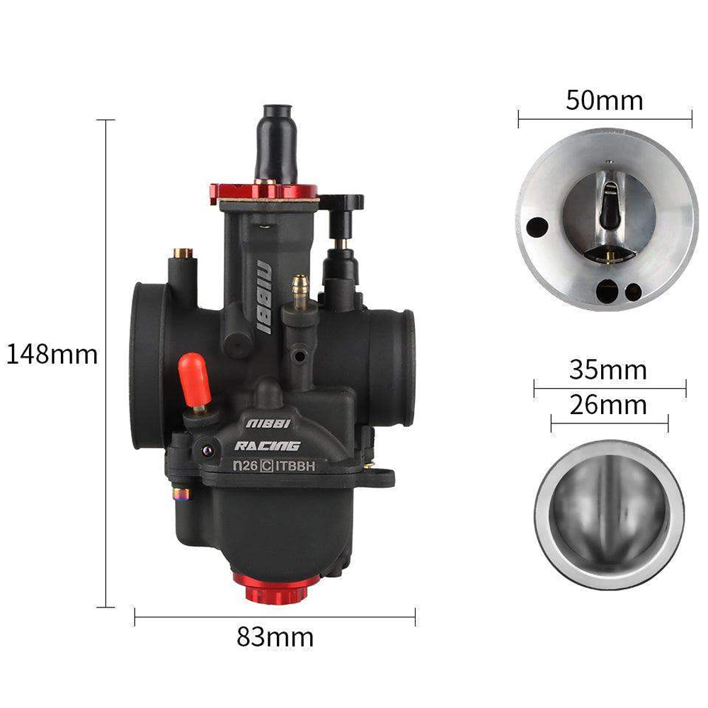 Carburador Cortina Plana Yamaha Dtk125 Dtk175 Trail Dte Rx100 Rx115 Rx125 Rx135 Calimatic Suzuki Ax100 Ts125 Ts185 Dr200 Honda Xl200 Tornado Xr250 Motores 4 Tiempos Nibbi Pwk26Yj