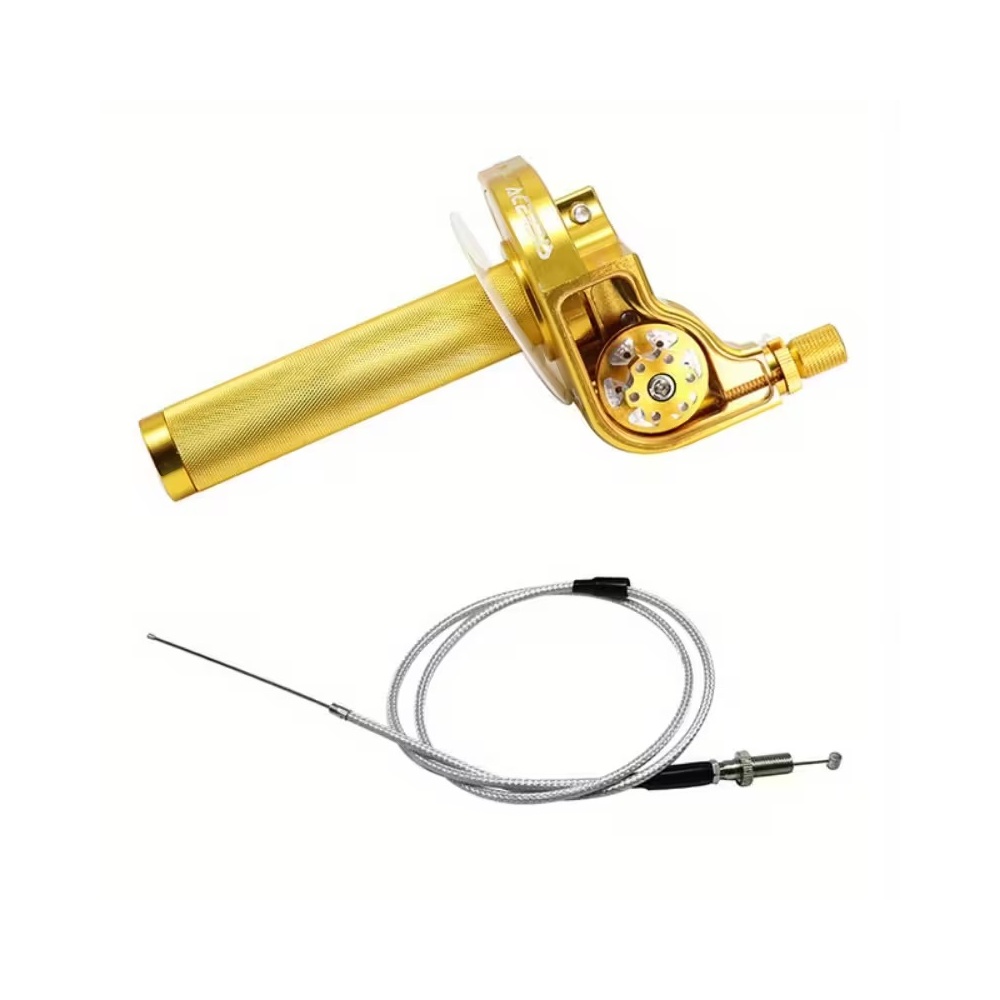 Acelerador 1/4 Universal Rosca 10Mm Tapa Transparente Dorado Yamaha Dtk Dte Calimatic Rx100 Rx115 Rx125 Rx135 Suzuki Ts125 Ts185 Ax100 Dr200 Honda Tornado Xr250 Ktm