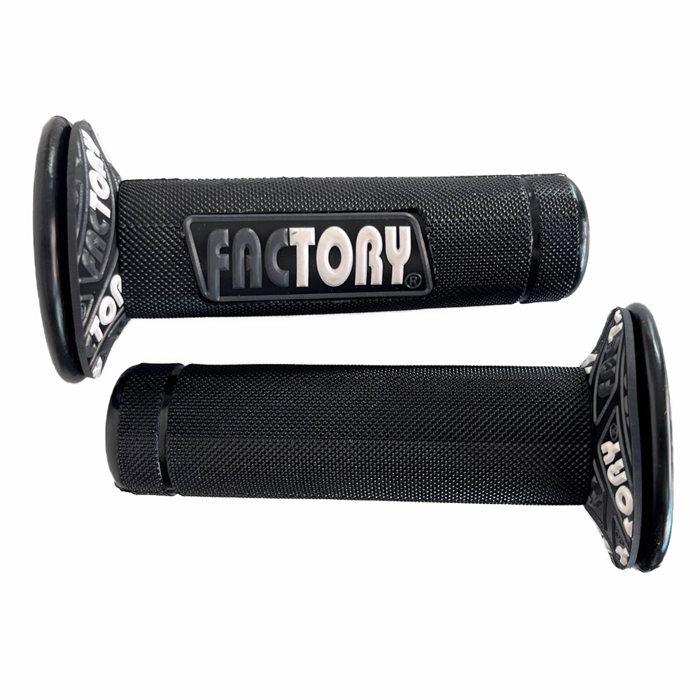 Manillar Grips Puños Tipo Protaper Letra Factory Negro Blanco Yamaha Dtk125 Dtk175 Dte Calimatic Trail Xtz125 Ybr125 Yb125 Rx100 Rx115 Suzuki Ax100 Ax4 Gixxer Ts125 Ts185 Dr200 Honda Xl200 Xr250 Tornado Xr190 FACTORY