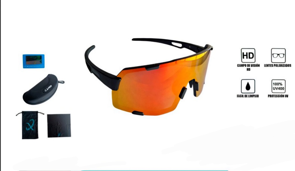 Gafas Lente Polarizada Medio Marco Lente Rojo