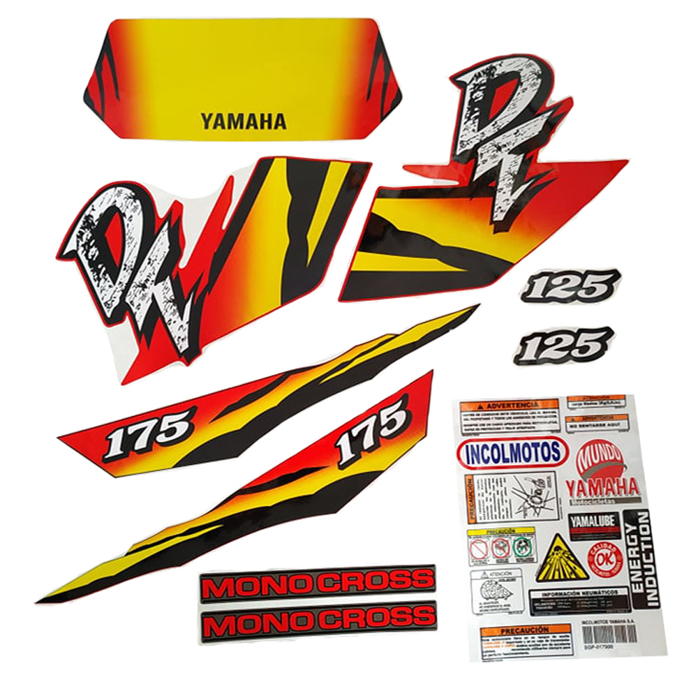 Calcomania Completa + Advertencias Yamaha Dtk125 Dtk175 Modelo 1997 1998 Col Amarillo