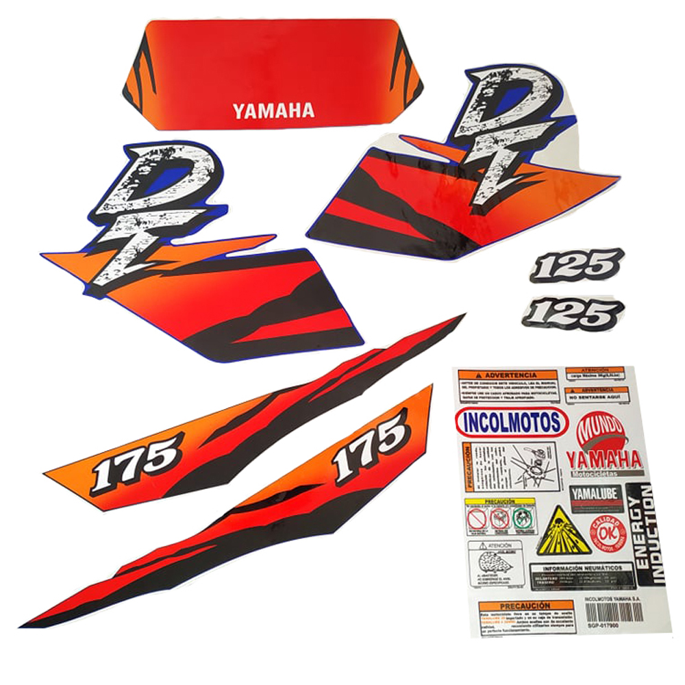 Calcomania Completa + Advertencias Yamaha Dtk125 Dtk175 Modelo 1997 1998 Col Rojo