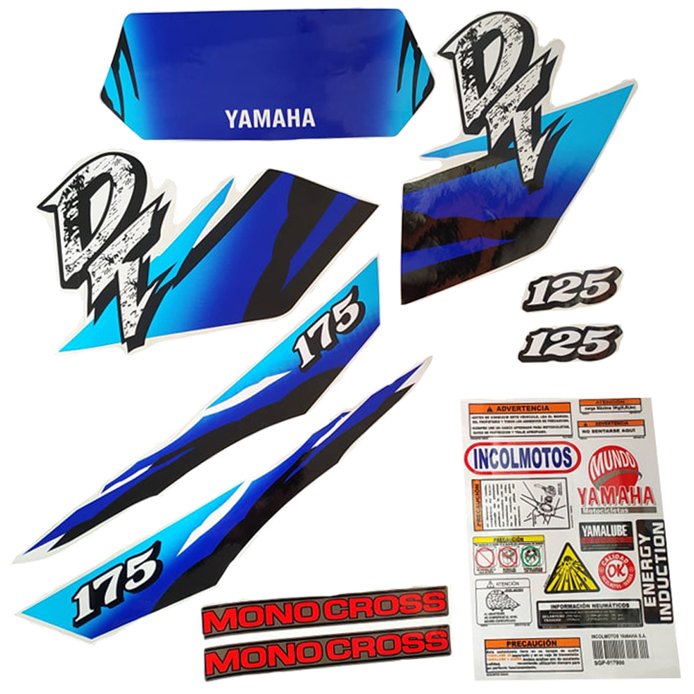 Calcomania Completa + Advertencias Yamaha Dtk125 Dtk175 Modelo 1997 1998 Col Celeste