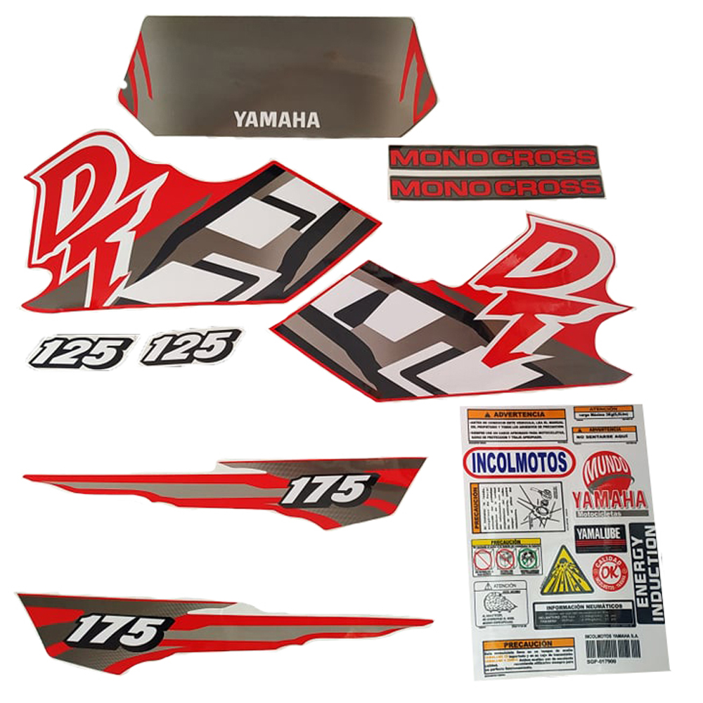 Calcomania Completa + Advertencias Yamaha Dtk125 Dtk175 Modelo 1999 2000 Col Rojo