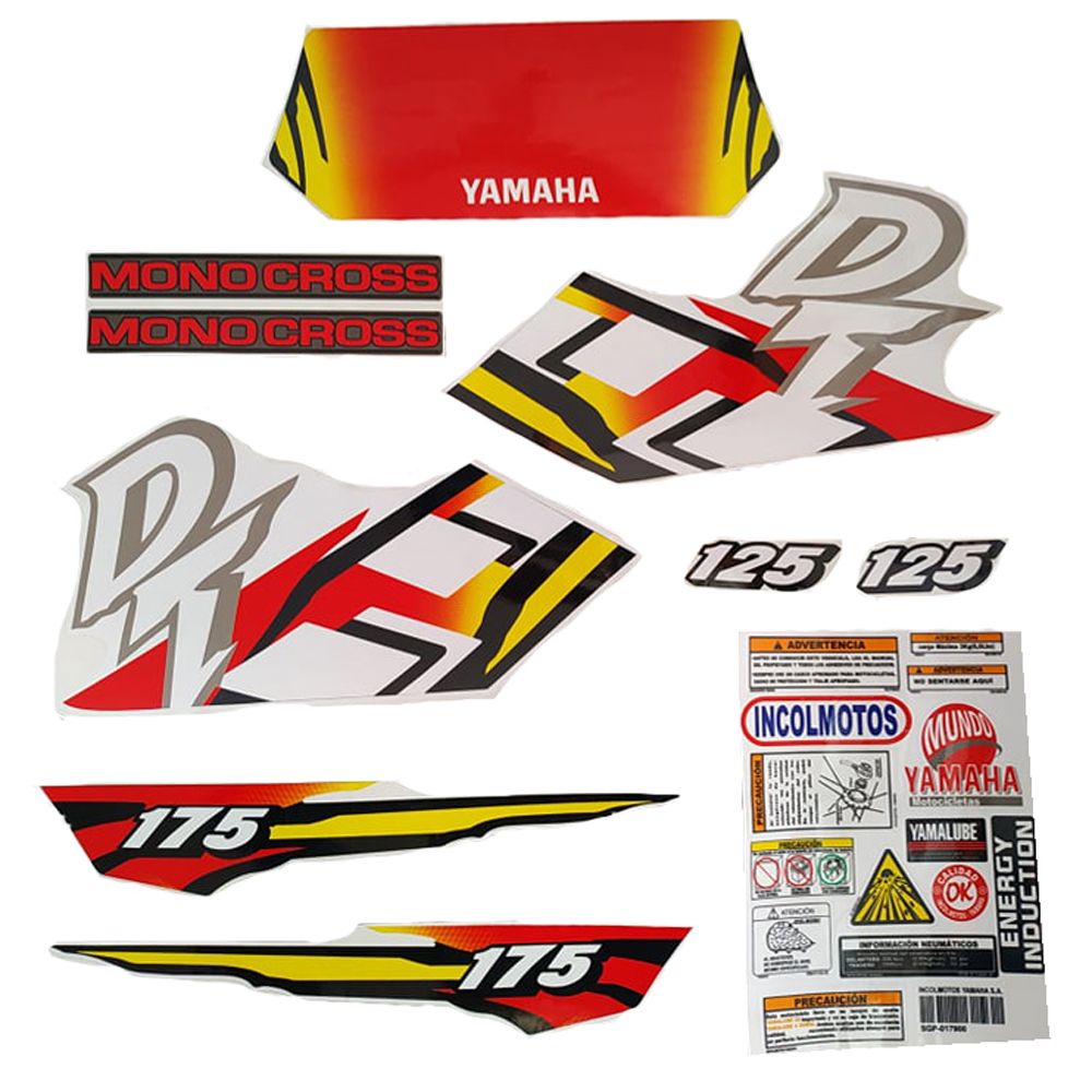 Calcomania Completa + Advertencias Yamaha Dtk125 Dtk175 Modelo 1999 2000 Col Amarillo
