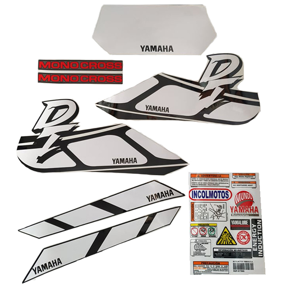Calcomania Completa + Advertencias Yamaha Dtk125 Dtk175 Modelo Acerbis Col Blanco