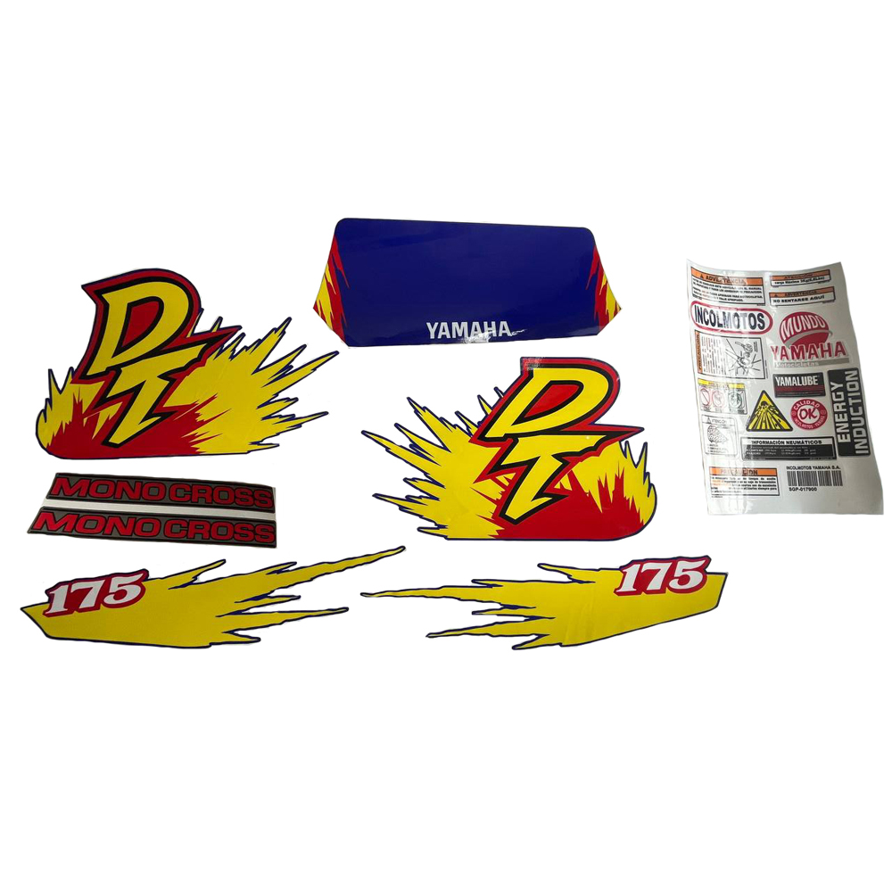 Calcomania Completa + Advertencias Yamaha Dtk125 Dtk175 Modelo Chispazo Col Azul