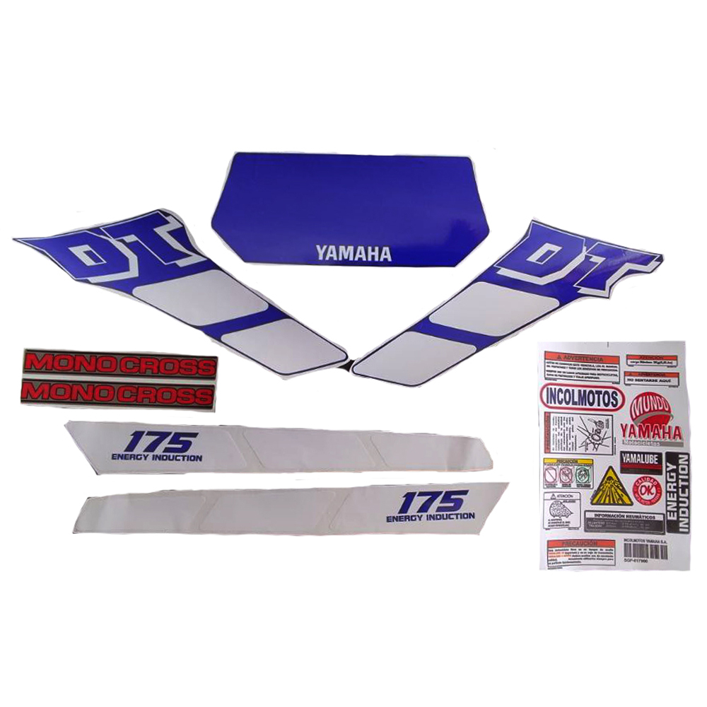Calcomania Completa + Advertencias Yamaha Dtk125 Dtk175 Modelo Lara Bonilla Col Blanco