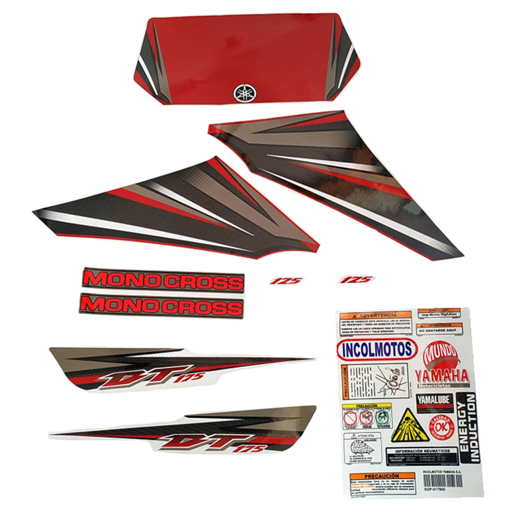 Calcomania Completa + Advertencias Yamaha Dtk125 Dtk175 Modelo Nuevo Col Rojo