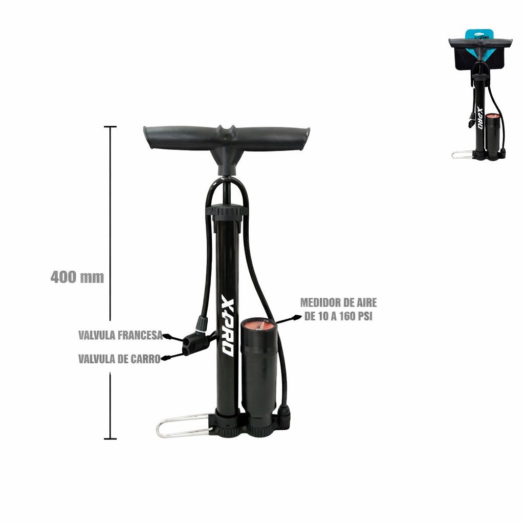 Inflador Tanque Medidor 30X400 X-Pro Mtb Bmx Honda Crf230 Xr250 XR150 Tornado Bross Suzuki Ax100 Gn125 Ts125 Ts185 Dr200 Gs125 Ax4 Yamaha Dte Calimatic Trail Rx100 Rx115 Rx135 Dtk Xtz Yb125 Ybr125 Axxo Daytona Dukare Igm Loncin Motoruno Ranger Shineray Shm Sukida Thunder Tuko Tundra Z1