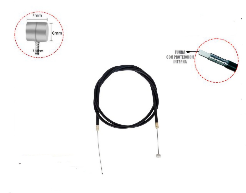 Cable Y Funda Negra Freno Posterior 2.10cm