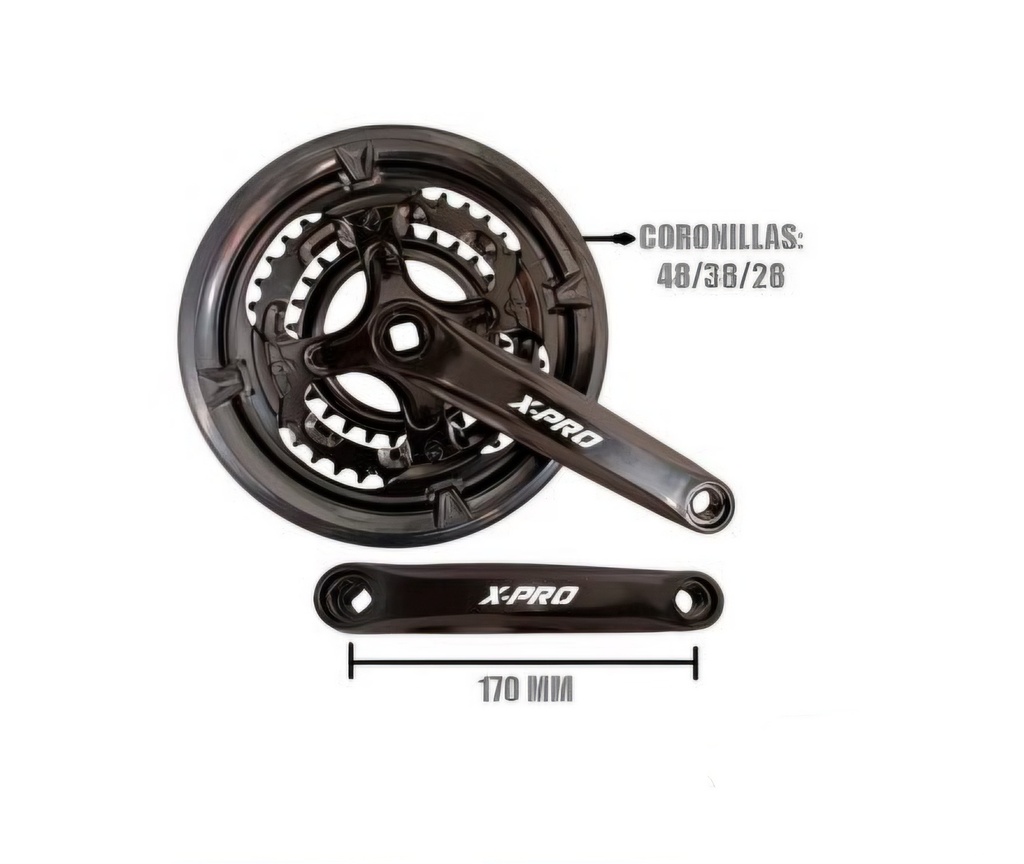 Catalina Triple 28T/38T/48T E/Cuad Plast Protector Negro 170mm