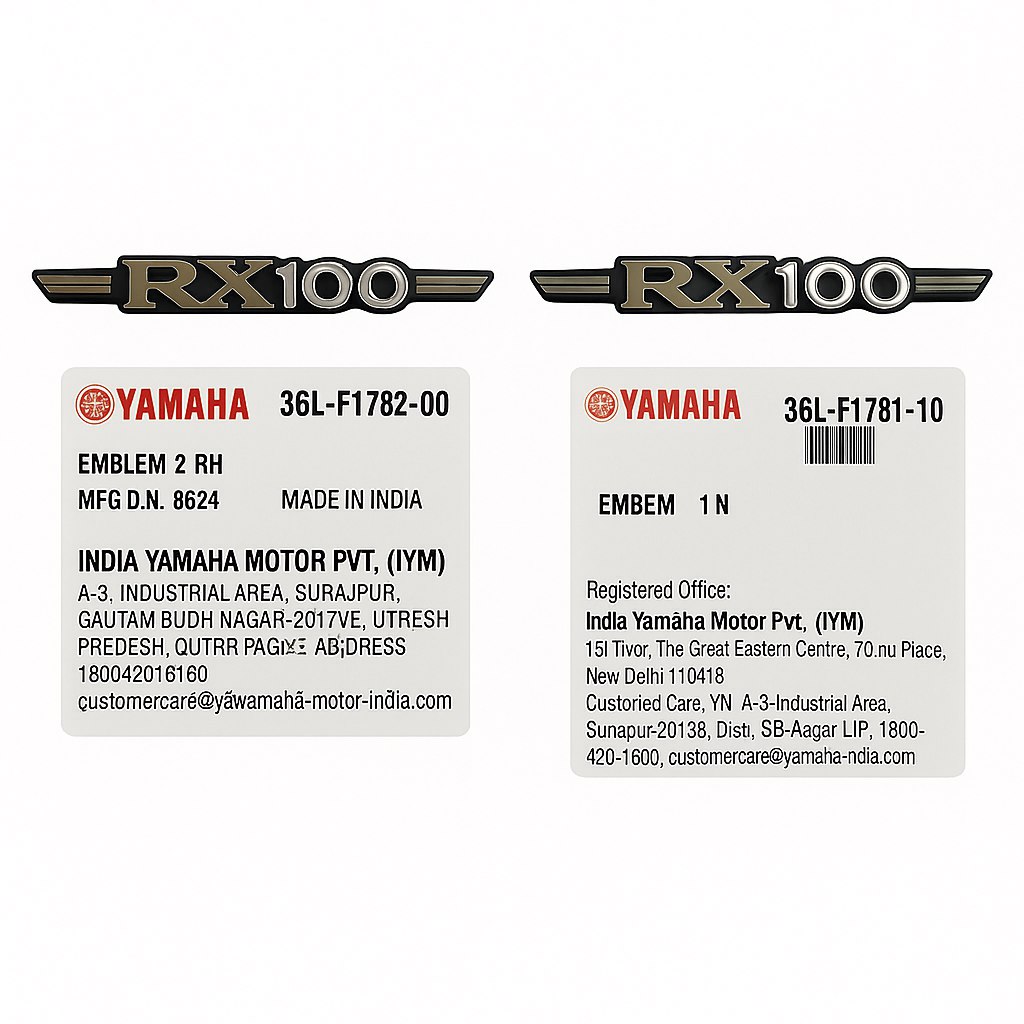 Emblema Tapas Laterales Par Yamaha Rx100 Modelo Nuevo 36L-F1781-10 36L-F1782-00