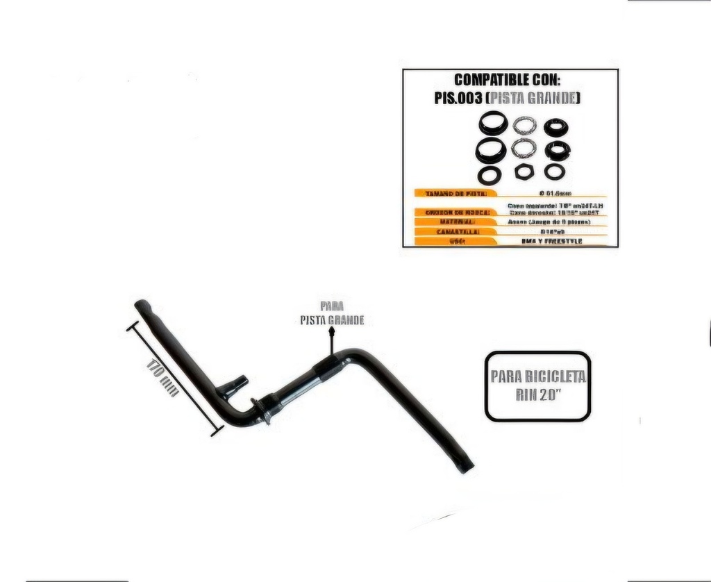 Brazo Americano 140Mm 1/2 Pista Grande