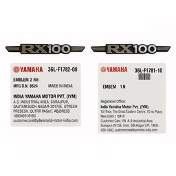 [M-4115] Emblema Tapas Laterales Par Yamaha Rx100 Modelo Nuevo 36L-F1781-10 36L-F1782-00