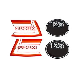 [M-4186] Calcomania Suzuki Ts125er Laterales Y Tanque Antigua Rojo