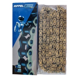 [M-0229] Cadena 428H 132L Dorada Riffel Suzuki Ax100 Gn125 Ts125 Gixxer150 Yamaha Rx100 Rx115 Rx125 Rx135 Dtk125 Dtk175 Dte Calimatic Trail Xtz125 Yb125 Ybr125