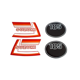 [M-0243] Calcomania Suzuki Ts185er Laterales Y Tanque Antigua Rojo
