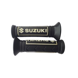 [M-0729] Manillar Grips Puños De Moto Negro Logo Suzuki Ts125 Ts185 Ax100 Gn125 Dr200 Bugallo