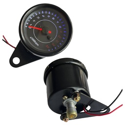 [M-2244] Tacometro Redondo Negro Cuenta Revoluciones Universal Kto