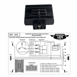 [M-2990] Regulador Rectificador 12V Trifasico Socket 6 Cables Universal Leo