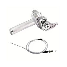 [M-3789] Acelerador 1/4 Universal Rosca 10Mm Tapa Transparente Aluminio Natural Yamaha Dtk Dte Calimatic Rx100 Rx115 Rx125 Rx135 Suzuki Ts125 Ts185 Ax100 Dr200 Honda Tornado Xr250 Ktm
