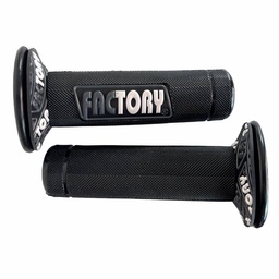 [M-3997] Manillar Grips Puños Tipo Protaper Letra Factory Negro Blanco Yamaha Dtk125 Dtk175 Dte Calimatic Trail Xtz125 Ybr125 Yb125 Rx100 Rx115 Suzuki Ax100 Ax4 Gixxer Ts125 Ts185 Dr200 Honda Xl200 Xr250 Tornado Xr190 FACTORY