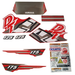 [M-4022] Calcomania Completa + Advertencias Yamaha Dtk125 Dtk175 Modelo 1999 2000 Col Rojo