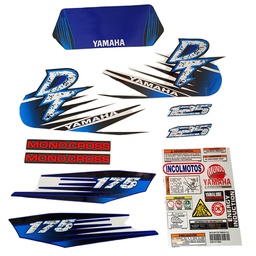 [M-4059] Calcomania Completa + Advertencias Yamaha Dtk125 Dtk175 Modelo Splahs Col Celeste