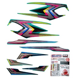 [M-4065] Calcomania Completa + Advertencias Yamaha Rx100 Rx115 Rx125 Rx135 King Col Hexagonal Neon Multicolor
