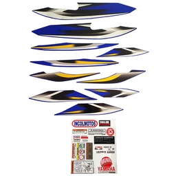 [M-4066] Calcomania Completa + Advertencias Yamaha Rx100 Rx115 Rx125 Rx135 Col Azul Amarillo OEM